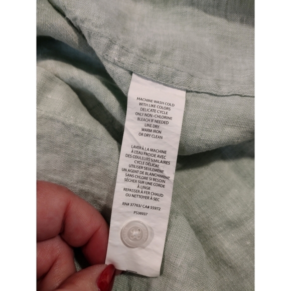 Perry Ellis linen button front short sleeve shirt - Picture 5 of 9